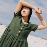 Midi MAMA-2 short sleeve linen dress - notPERFECTLINEN EU