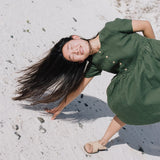 Midi MAMA-2 short sleeve linen dress - notPERFECTLINEN EU