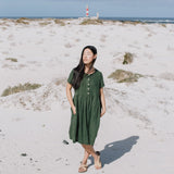 Midi MAMA-2 short sleeve linen dress - notPERFECTLINEN EU