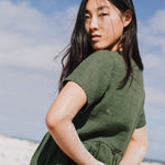 Midi MAMA-2 short sleeve linen dress - notPERFECTLINEN EU