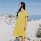 Midi ODESA gathered linen dress - notPERFECTLINEN EU