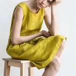 Midi SMOCK loose linen dress - notPERFECTLINEN EU