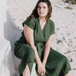 Midi TORINO wrap linen jumpsuit - notPERFECTLINEN EU