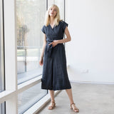 Midi TORINO wrap linen jumpsuit - notPERFECTLINEN EU