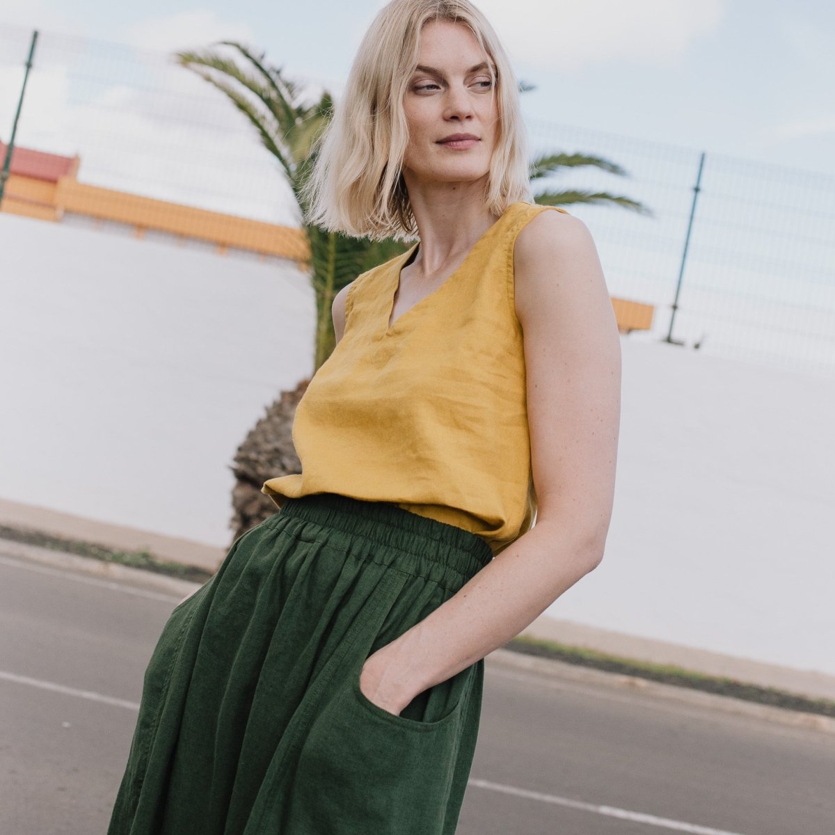 OIA gathered linen skirt - notPERFECTLINEN EU