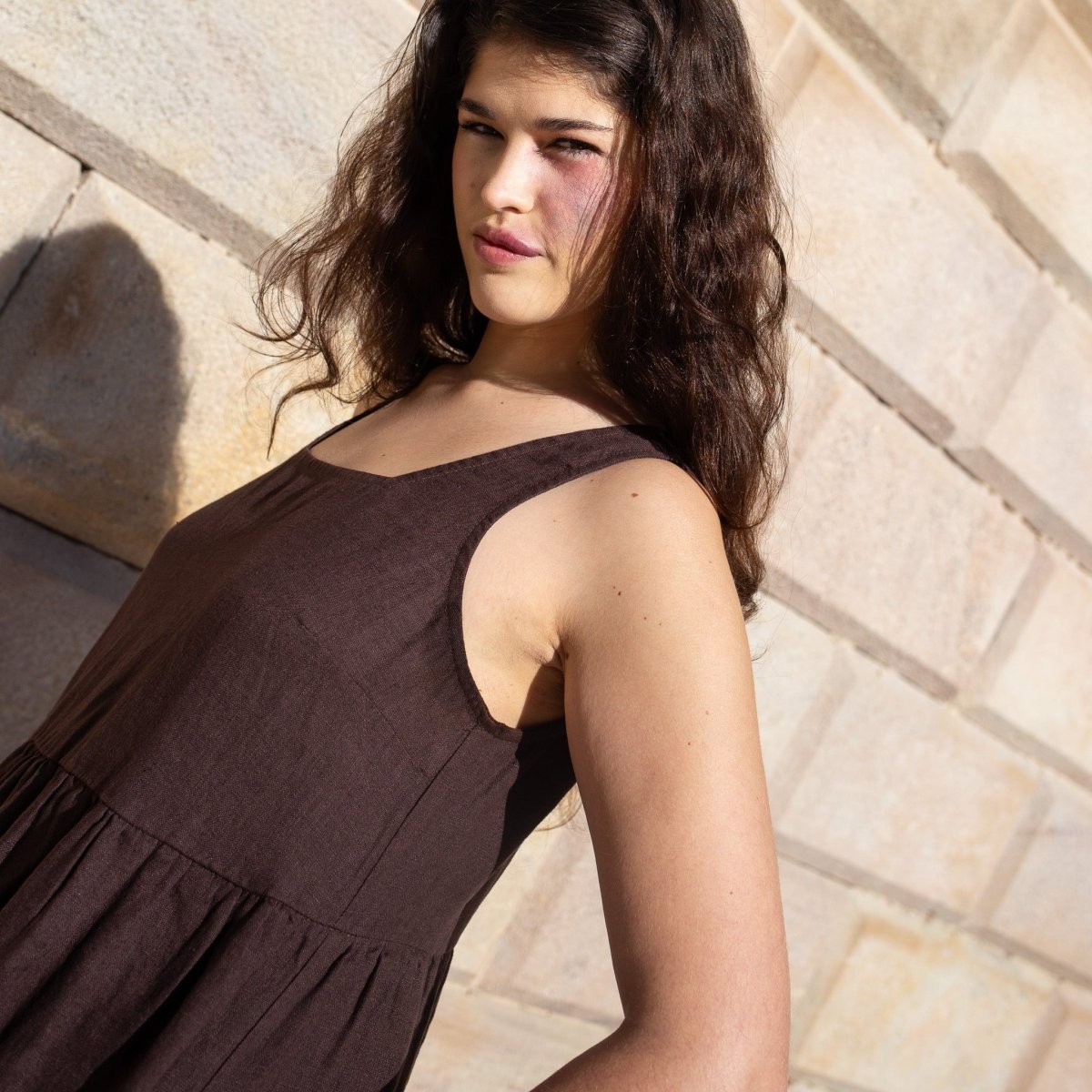 PARK trapeze neckline linen dress - notPERFECTLINEN EU