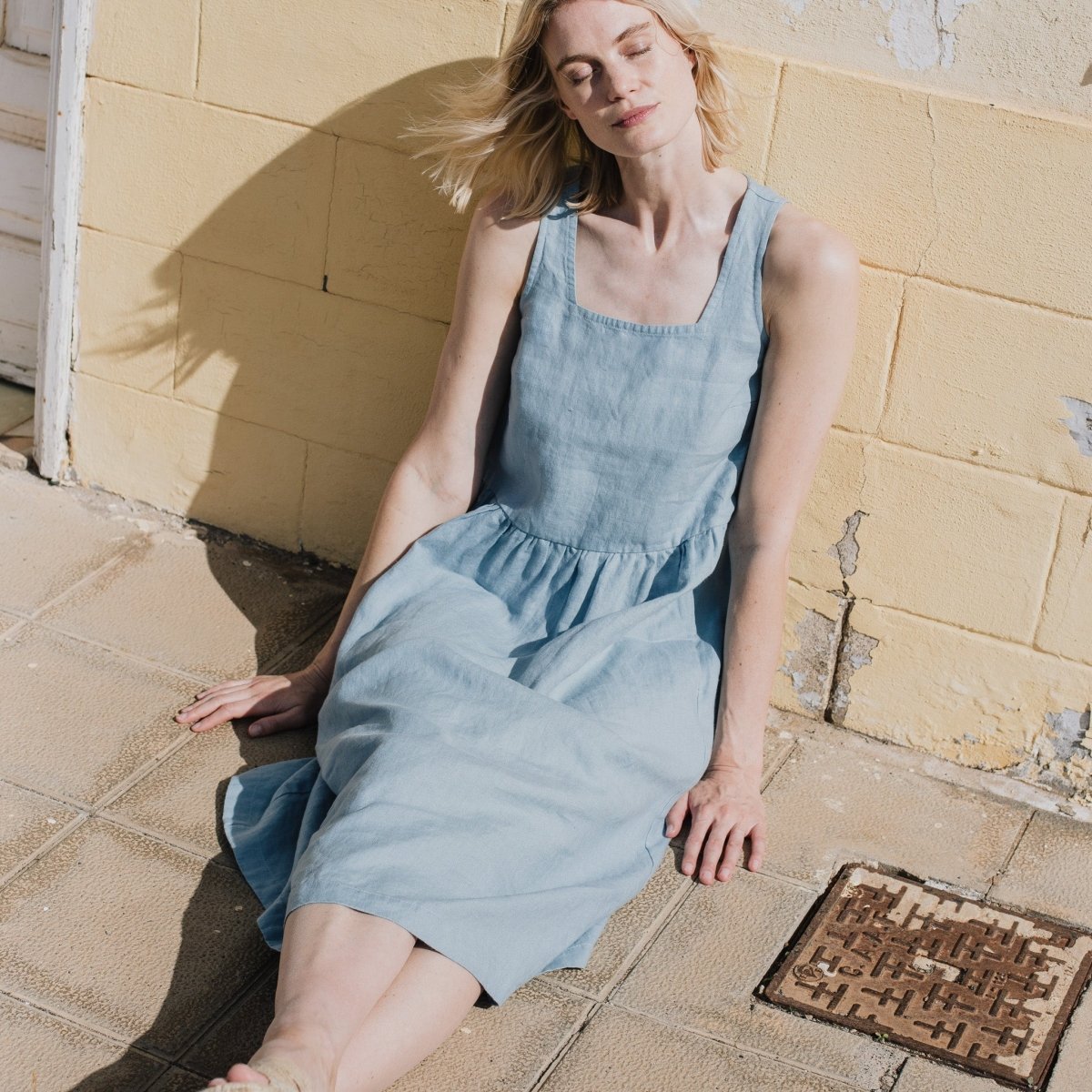 PARK trapeze neckline linen dress - notPERFECTLINEN EU