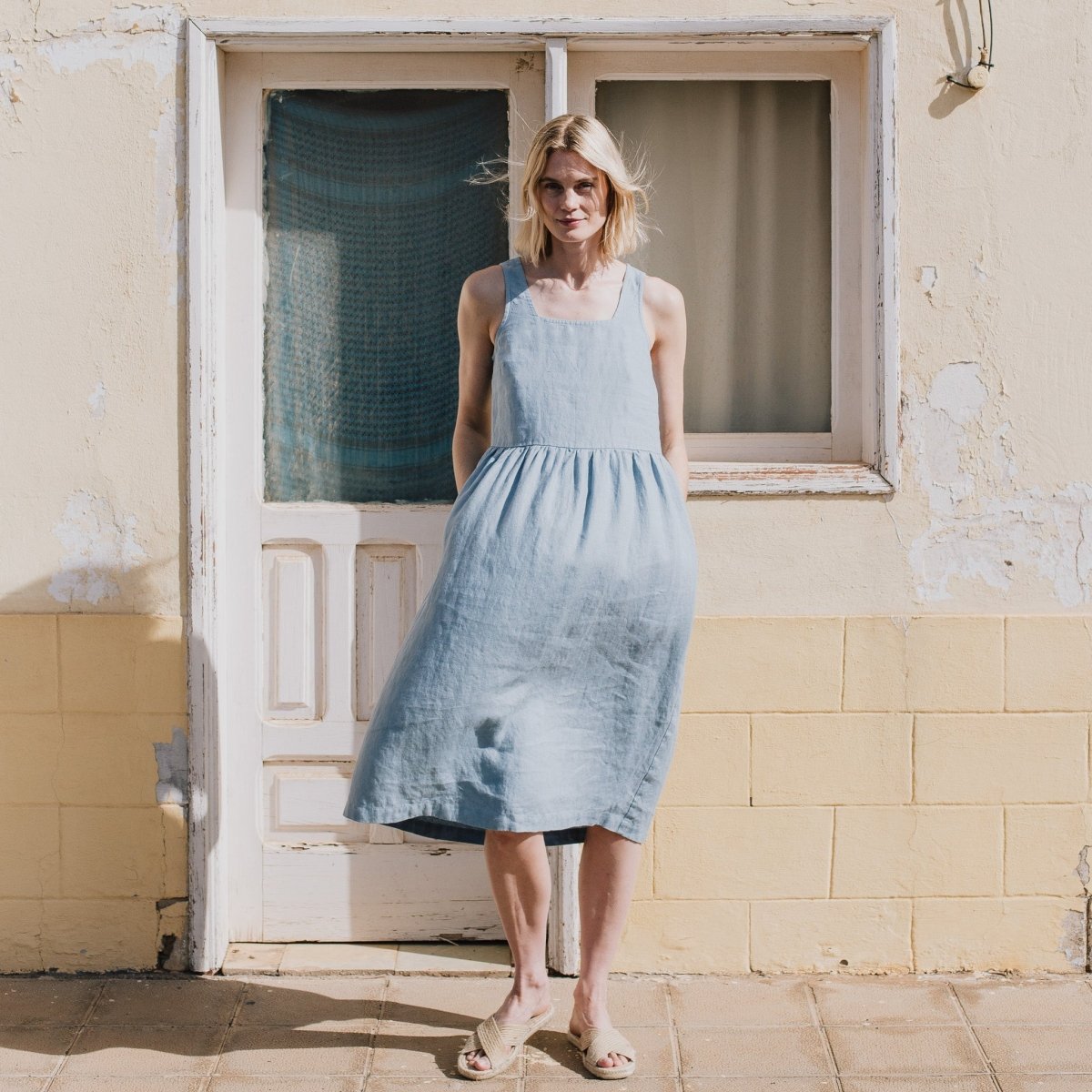 PARK trapeze neckline linen dress - notPERFECTLINEN EU