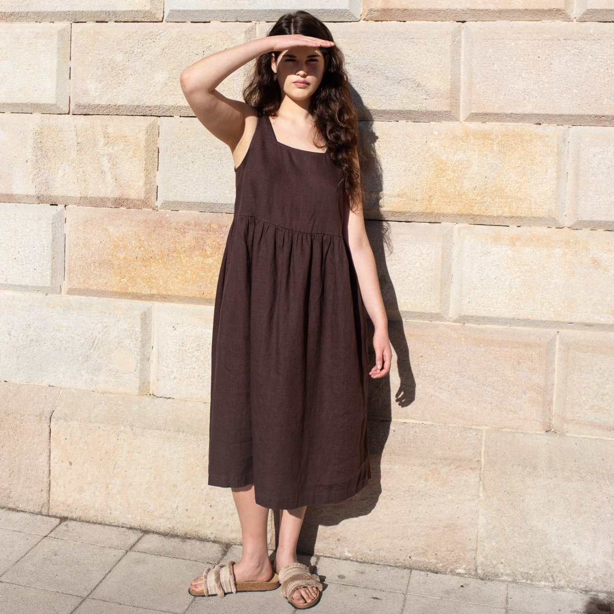 PARK trapeze neckline linen dress - notPERFECTLINEN EU