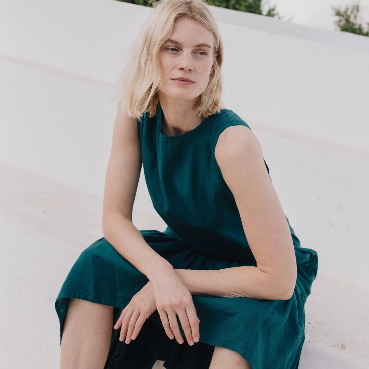 PATNA drop ruffle linen dress - notPERFECTLINEN EU