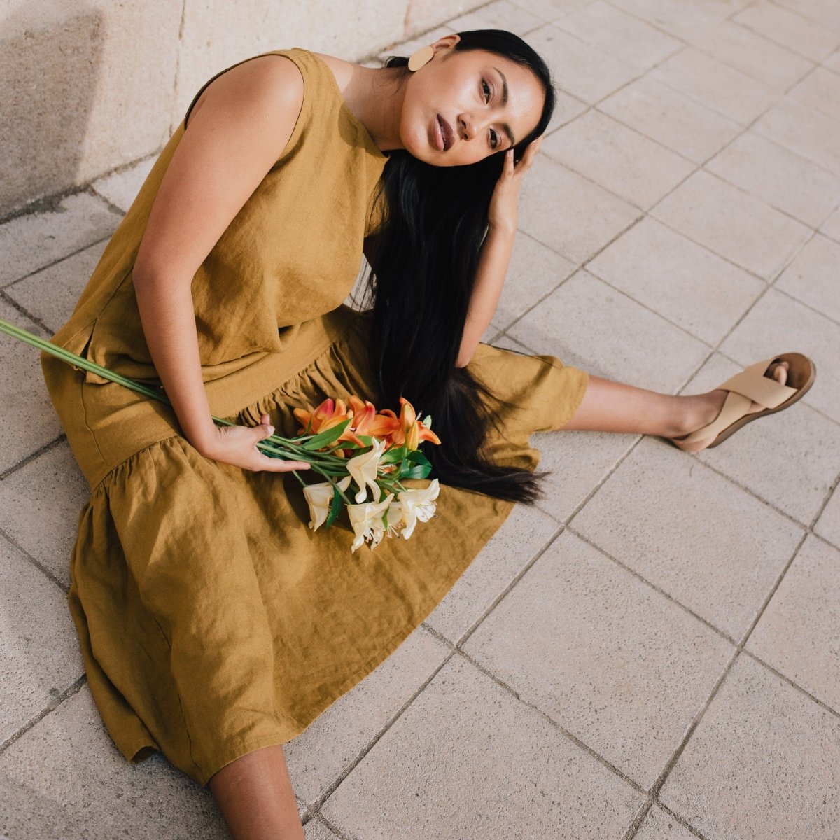 PATNA drop ruffle linen dress - notPERFECTLINEN EU