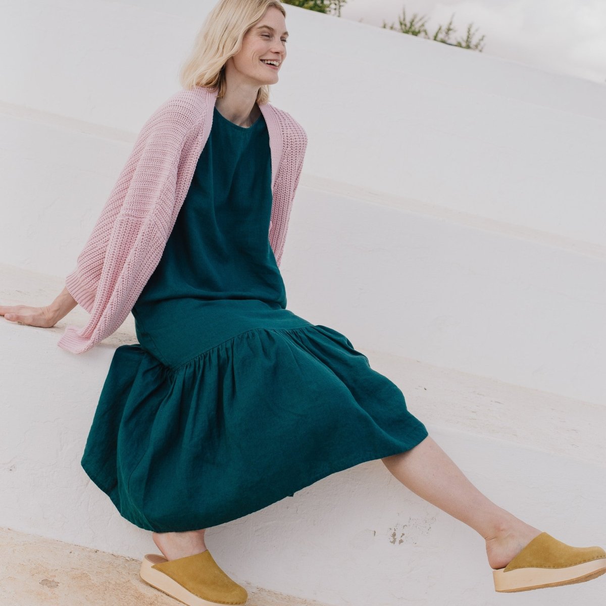 PATNA drop ruffle linen dress - notPERFECTLINEN EU