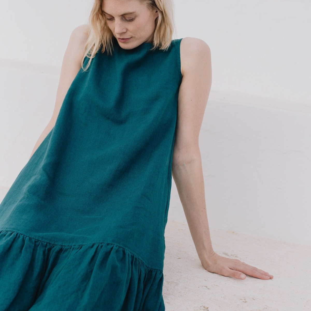 PATNA drop ruffle linen dress - notPERFECTLINEN EU