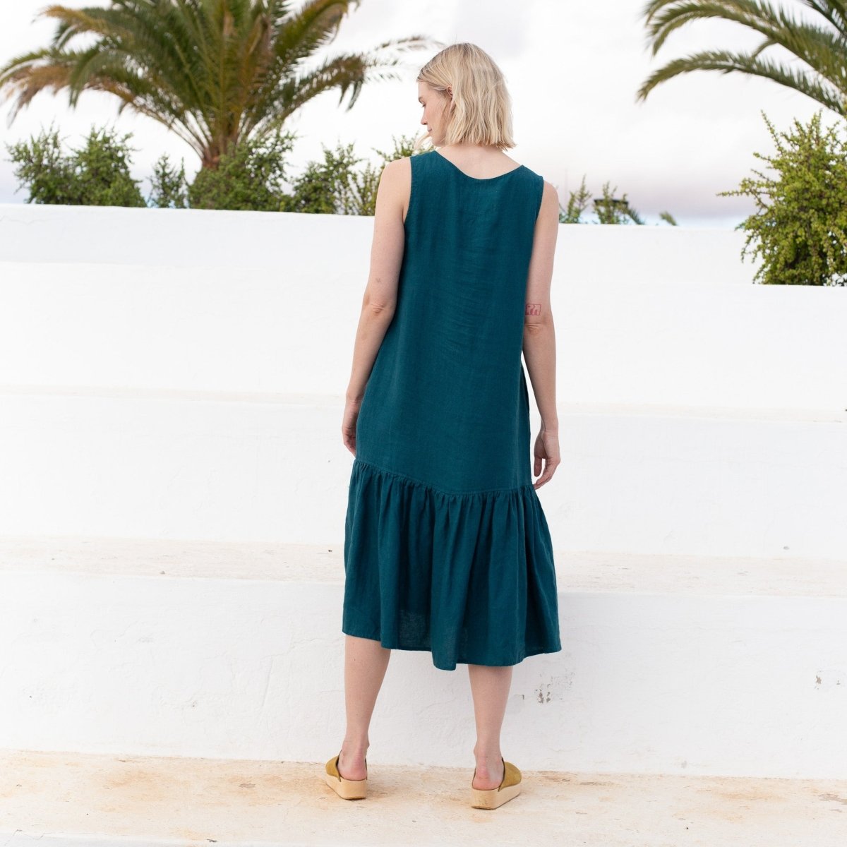 PATNA drop ruffle linen dress - notPERFECTLINEN EU