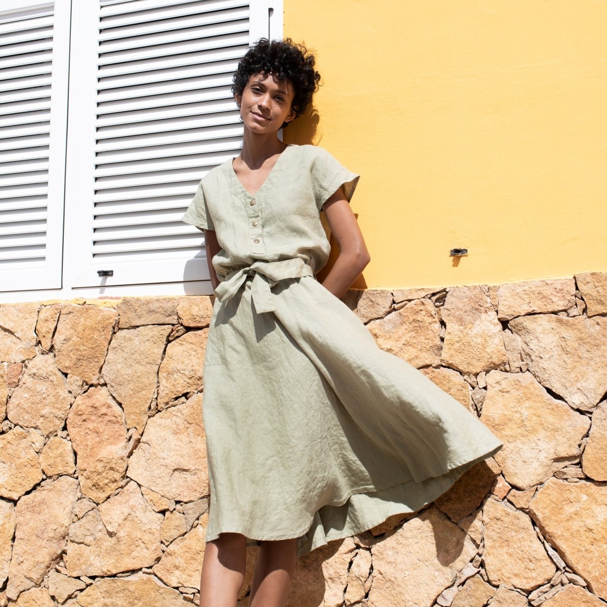 Prewashed medium-weight linen fabric [Desert Sage] - notPERFECTLINEN EU