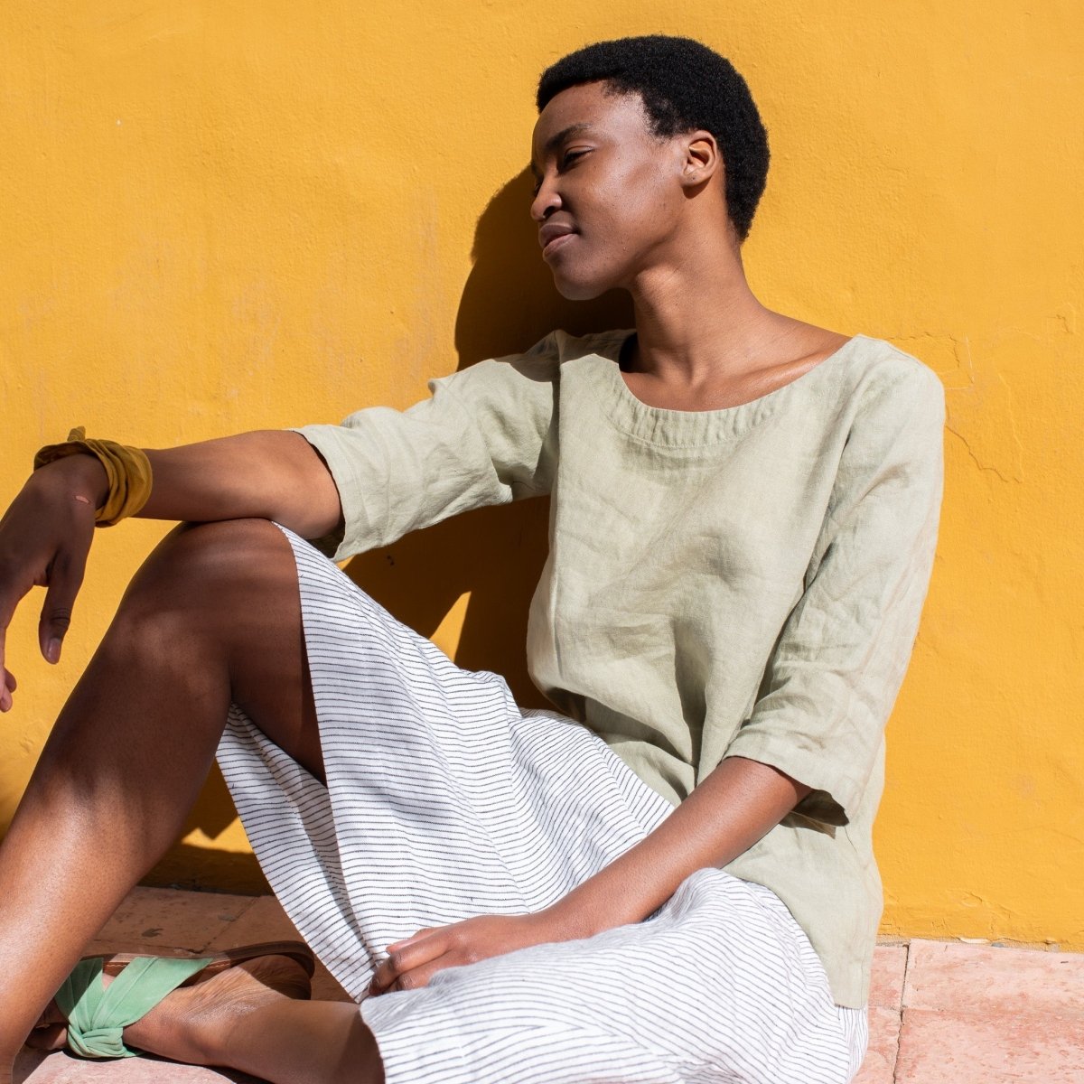 Prewashed medium-weight linen fabric [Mid Yellow Gingham] - notPERFECTLINEN EU