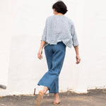PUGLIA straight cut cropped linen pants - notPERFECTLINEN EU