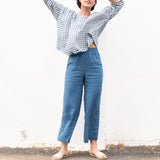 PUGLIA straight cut cropped linen pants - notPERFECTLINEN EU