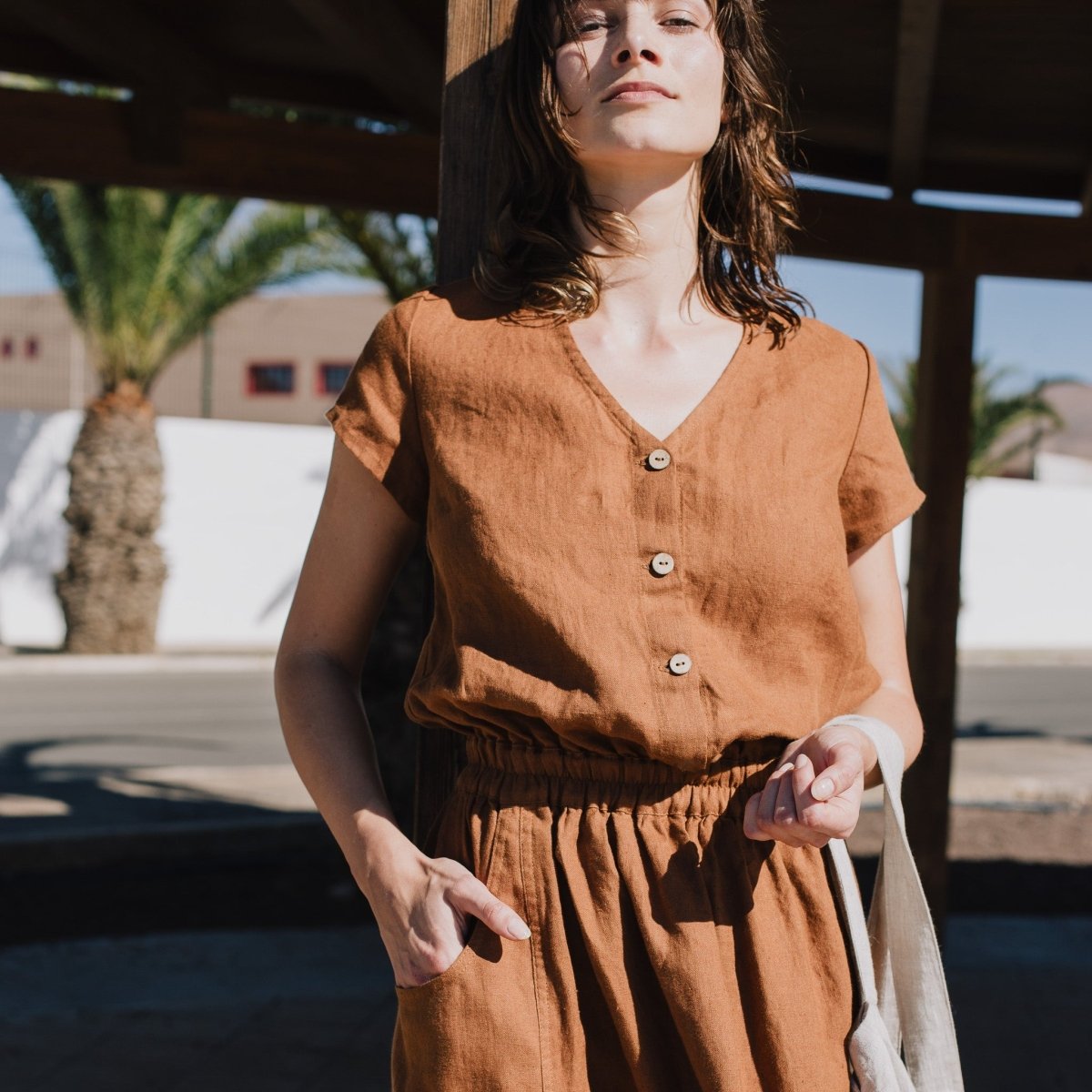REINE waisted linen dress - notPERFECTLINEN EU