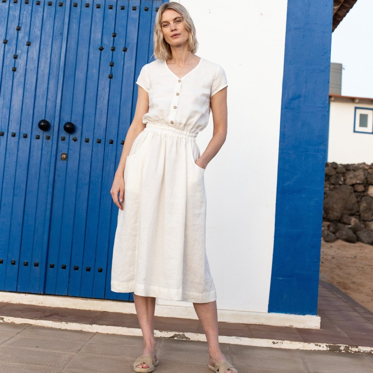 REINE waisted linen dress - notPERFECTLINEN EU