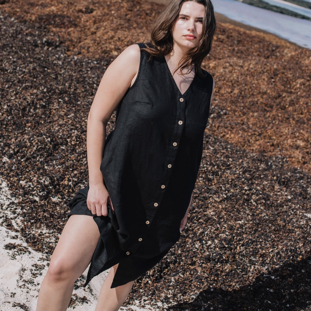 ROME classic button - down linen dress - notPERFECTLINEN EU
