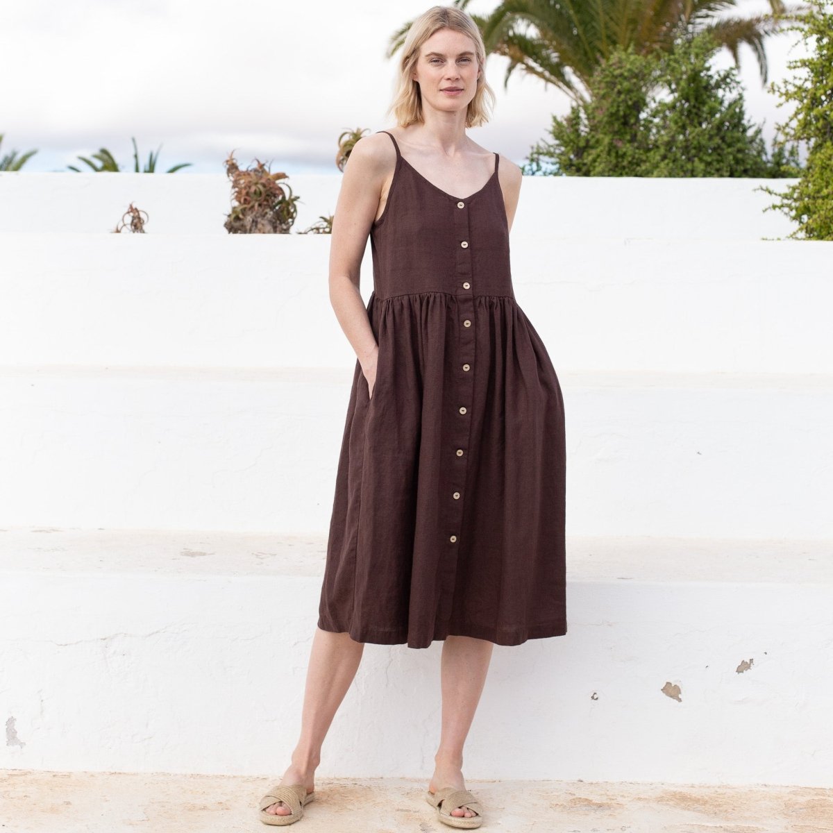 SARAH button down slip linen dress - notPERFECTLINEN EU