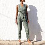 Sleeveless MARGARET wrap linen jumpsuit - notPERFECTLINEN EU