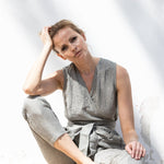 Sleeveless MARGARET wrap linen jumpsuit - notPERFECTLINEN EU