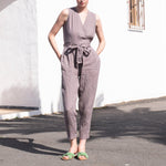 Sleeveless MARGARET wrap linen jumpsuit - notPERFECTLINEN EU
