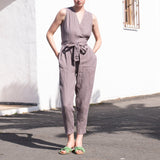 Sleeveless MARGARET wrap linen jumpsuit - notPERFECTLINEN EU