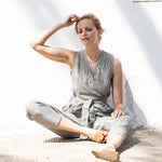 Sleeveless MARGARET wrap linen jumpsuit - notPERFECTLINEN EU