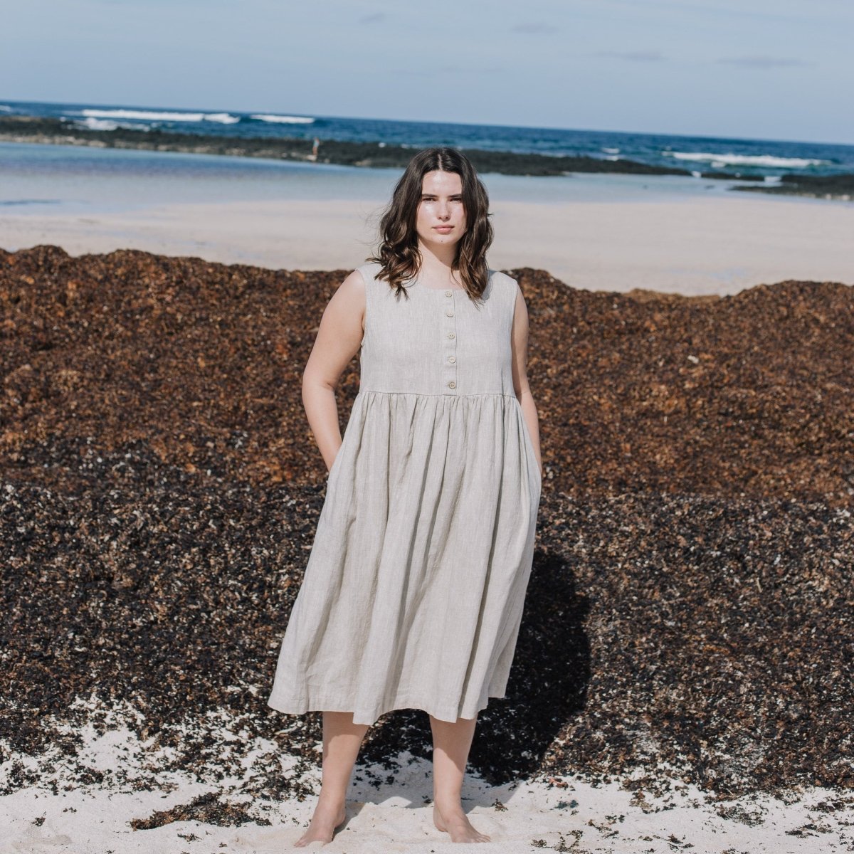 Sleeveless maxi MAMA linen dress - notPERFECTLINEN EU