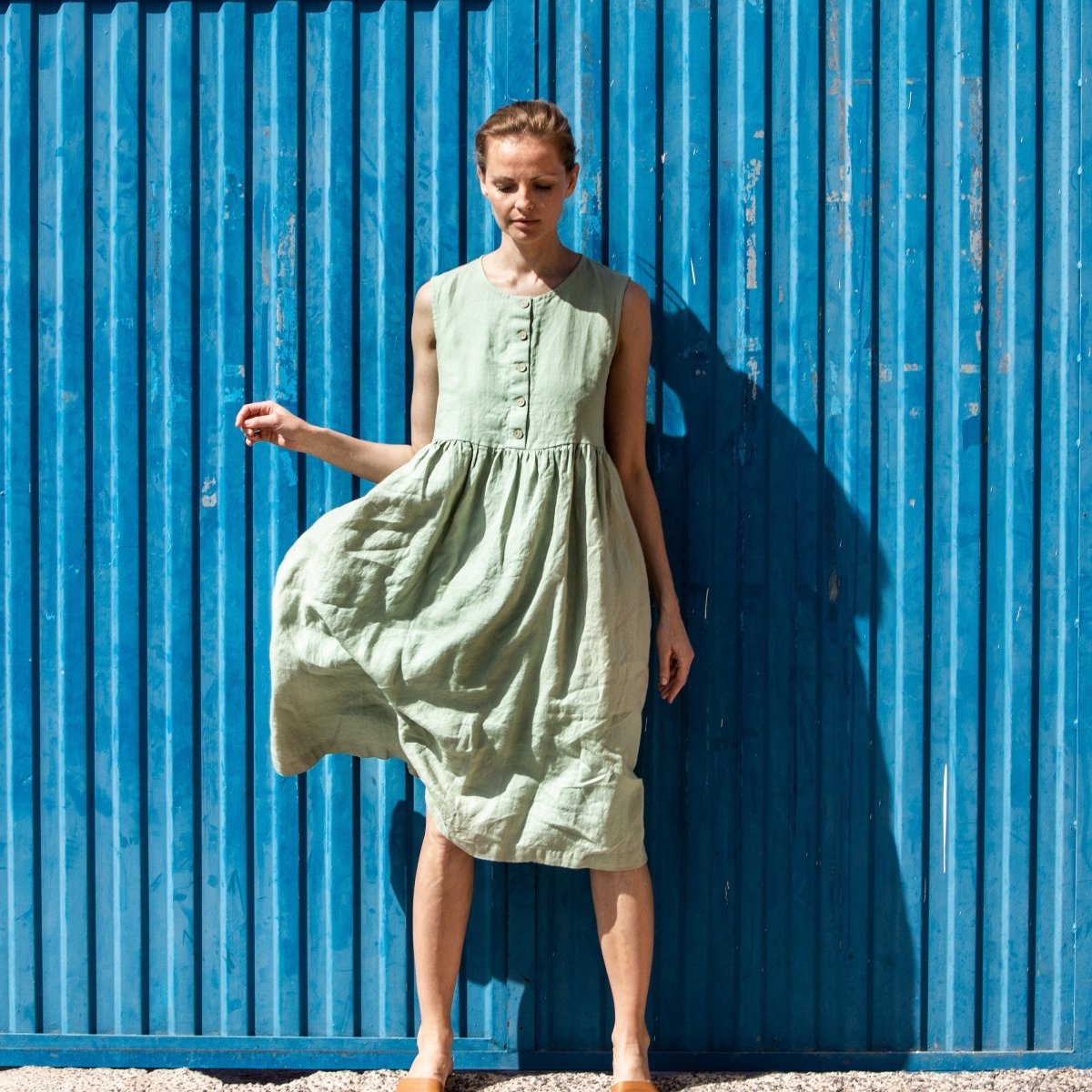 Sleeveless maxi MAMA linen dress - notPERFECTLINEN EU