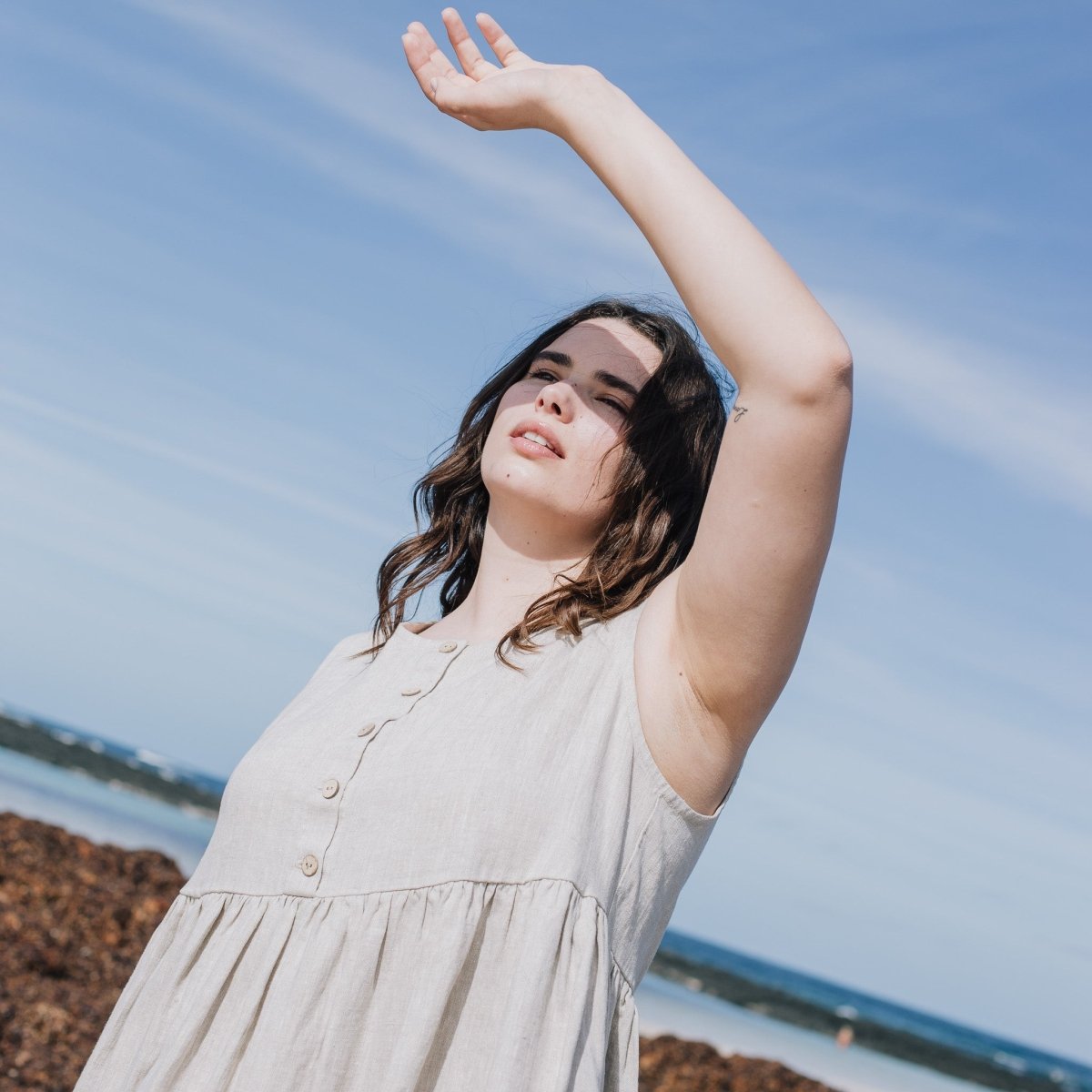 Sleeveless maxi MAMA linen dress - notPERFECTLINEN EU