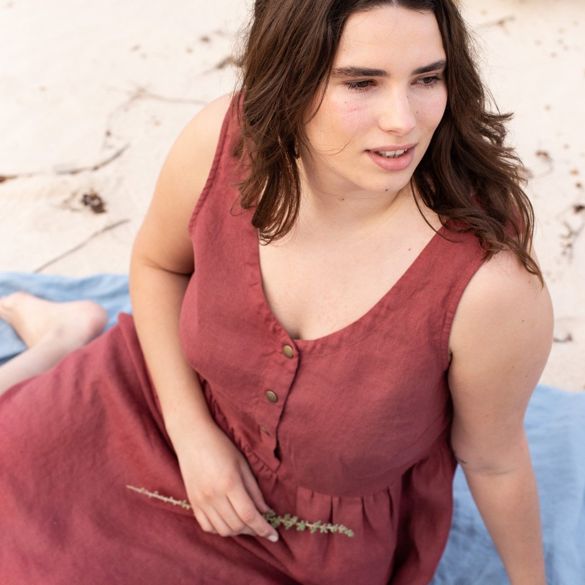 VALLEY front brass snaps linen dress - notPERFECTLINEN EU