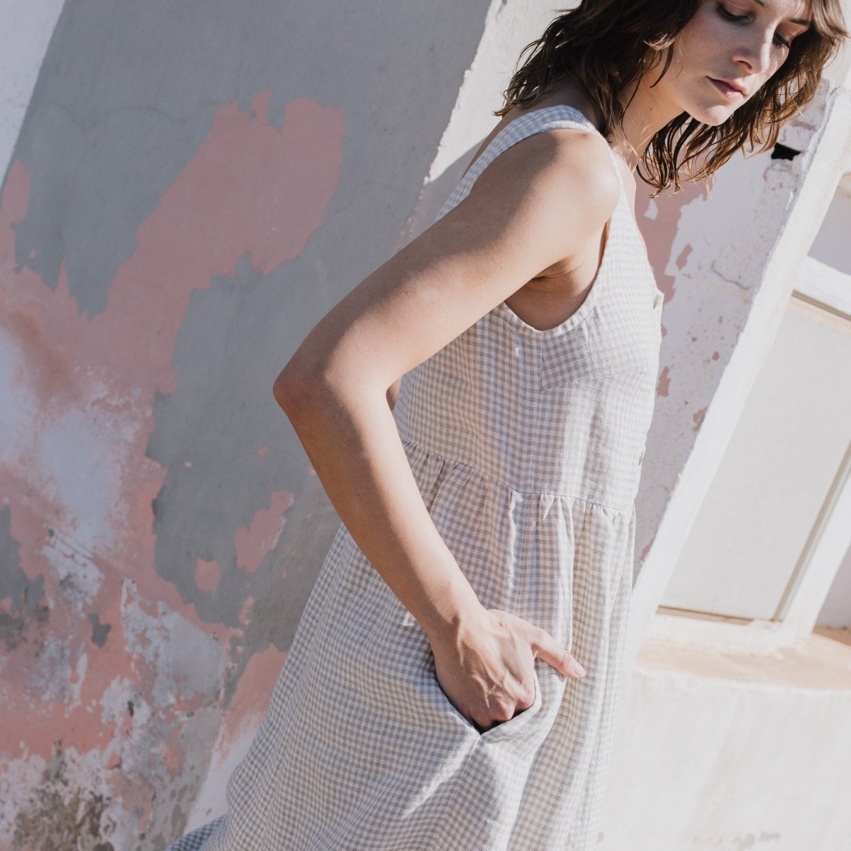 VALLEY front brass snaps linen dress - notPERFECTLINEN EU