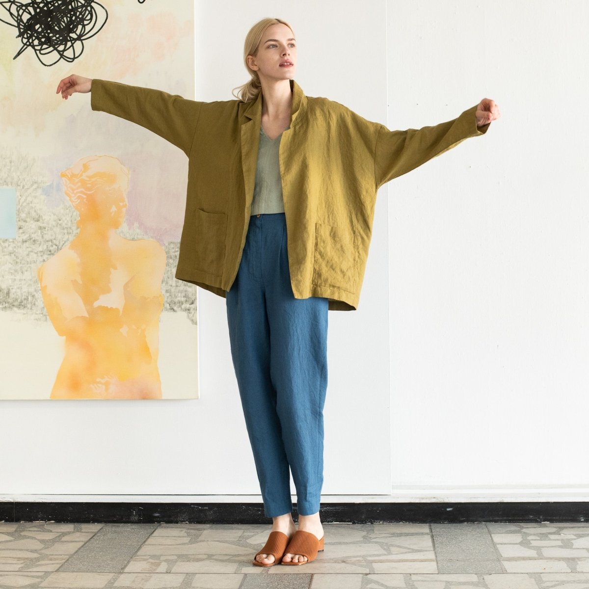 VICTORIA-2 oversized linen jacket - notPERFECTLINEN EU