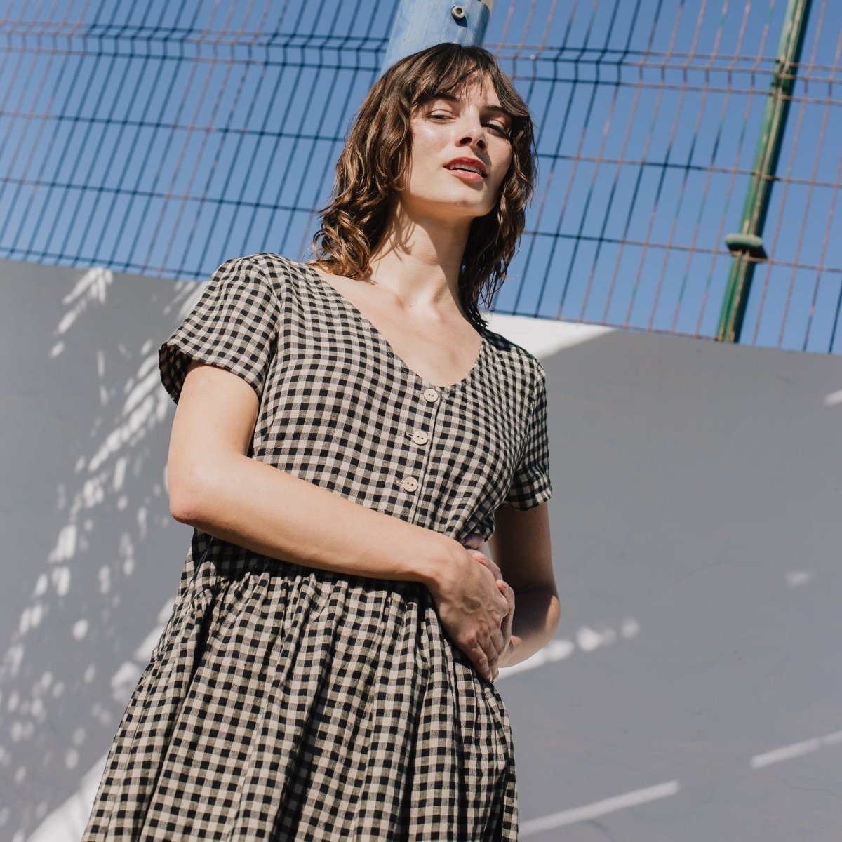 VOLUME-3 oversized linen dress with short sleeves - notPERFECTLINEN EU