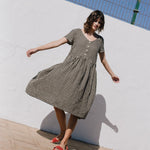 VOLUME-3 oversized linen dress with short sleeves - notPERFECTLINEN EU