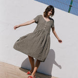 VOLUME-3 oversized linen dress with short sleeves - notPERFECTLINEN EU