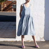 VOLUME light weight blue gingham linen dress - notPERFECTLINEN EU