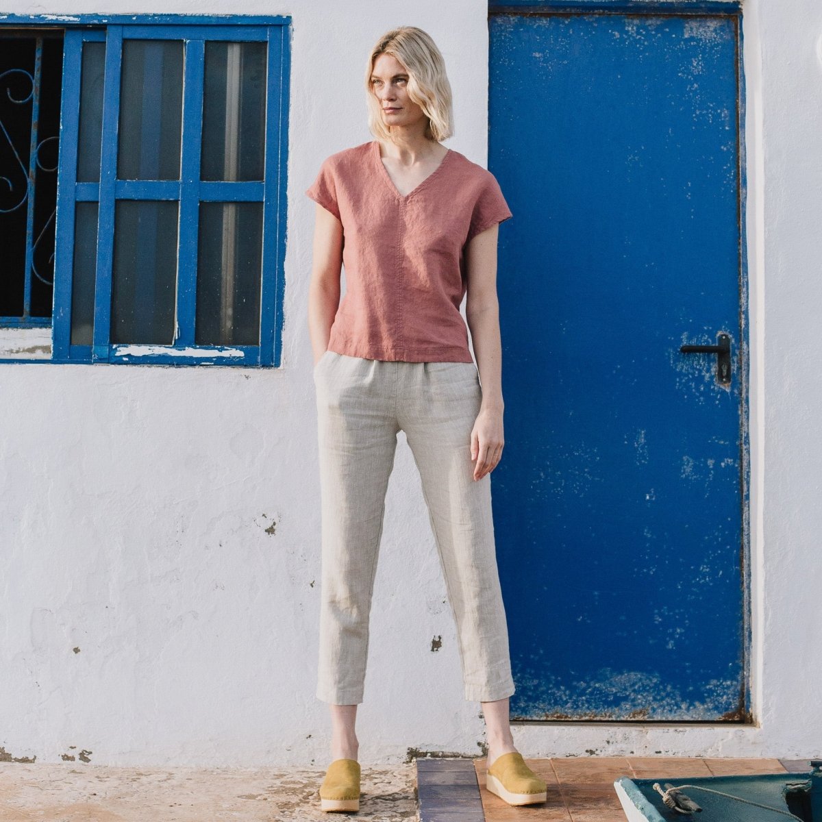 YAMBA cropped linen pants - notPERFECTLINEN EU