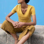 ZURICH-2 V neck fitted linen tee - notPERFECTLINEN EU